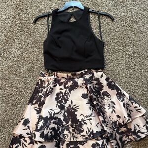 Floral Black and Cream Women's Skirt